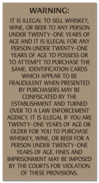 Colorado Alcohol Age Warning Sign