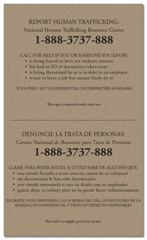 Maryland Large Human Trafficking Notice - Acrylic