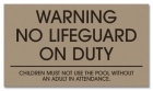 Minnesota No Lifeguard On Duty Warning Sign