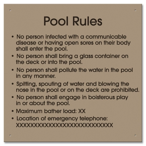 Ontario Canada Pool Rules Sign