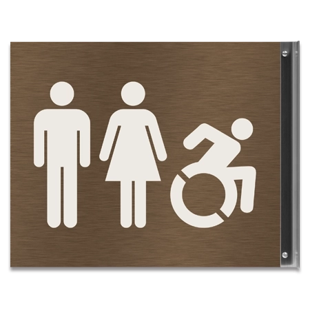 Restroom Overhead Sign w/Unisex & Dynamic ISA Symbols