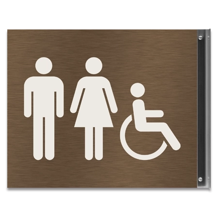 Restroom Overhead Sign w/Unisex & ISA Symbols