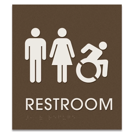 Restroom Sign w/Unisex & Dynamic ISA Symbols - Exterior Grade