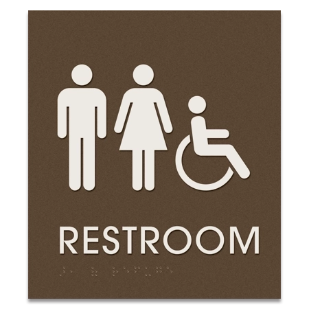 Restroom Sign w/Unisex & ISA Symbols - Exterior Grade