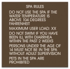 Texas Spa Rules Pool Sign