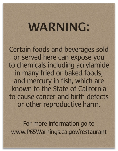Warning Sign: Foods and Beverages