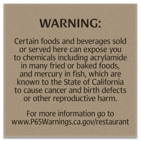 Warning Sign: Foods and Beverages
