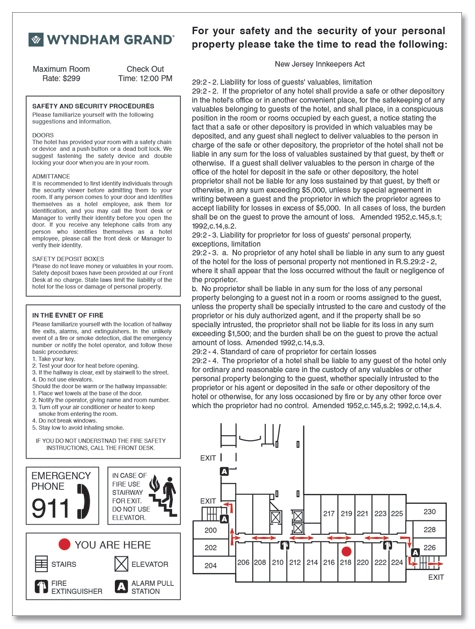 Wyndham Grand - In-Room Evacuation Plan