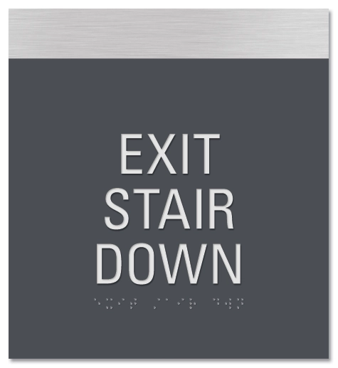 "Exit Stair Down" Egress Sign - CA Compliant