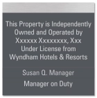 Manager On Duty Sign w/Nameplate