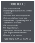 Pool Rules Sign