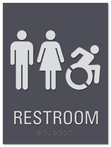 Restroom Sign w/Unisex & Dynamic ISA Symbols - Exterior