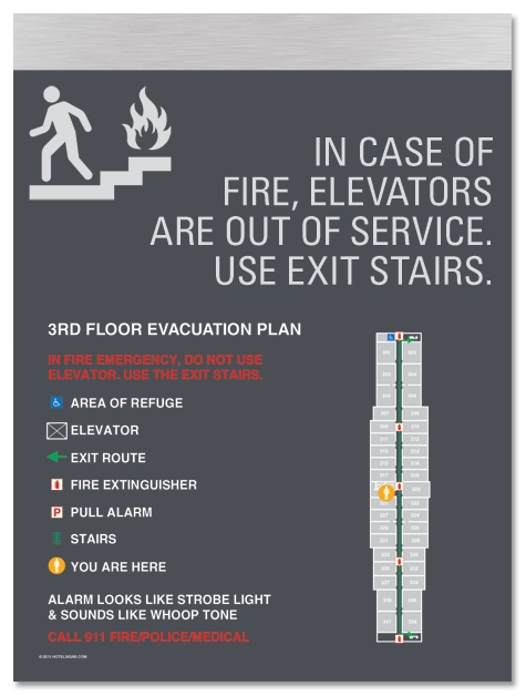 Standard Elevator Evacuation Plans - CA Compliant