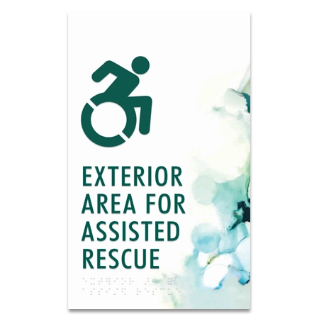 Exterior Area for Assisted Rescue Sign w/Dynamic ISA Symbol