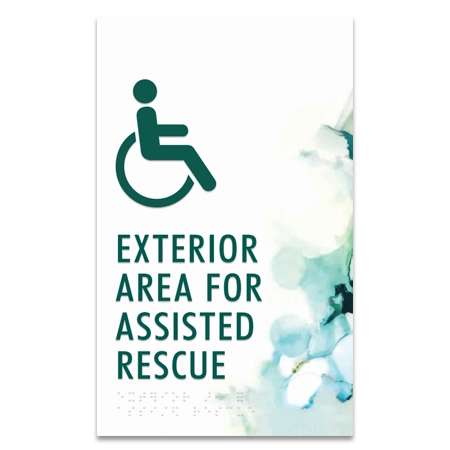 Exterior Area for Assisted Rescue Sign w/ISA Symbol