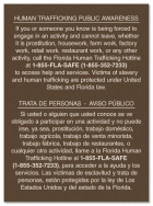 Florida Bilingual Human Trafficking Sign