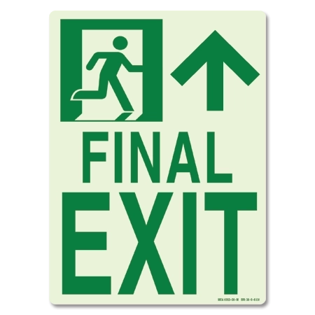 Photoluminescent Emergency Final Exit Sign w/Arrow (Right)