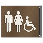 Restroom Overhead Sign w/Unisex & ISA Symbols
