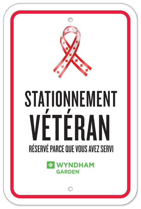Wyndham Garden Veteran Parking Sign - French